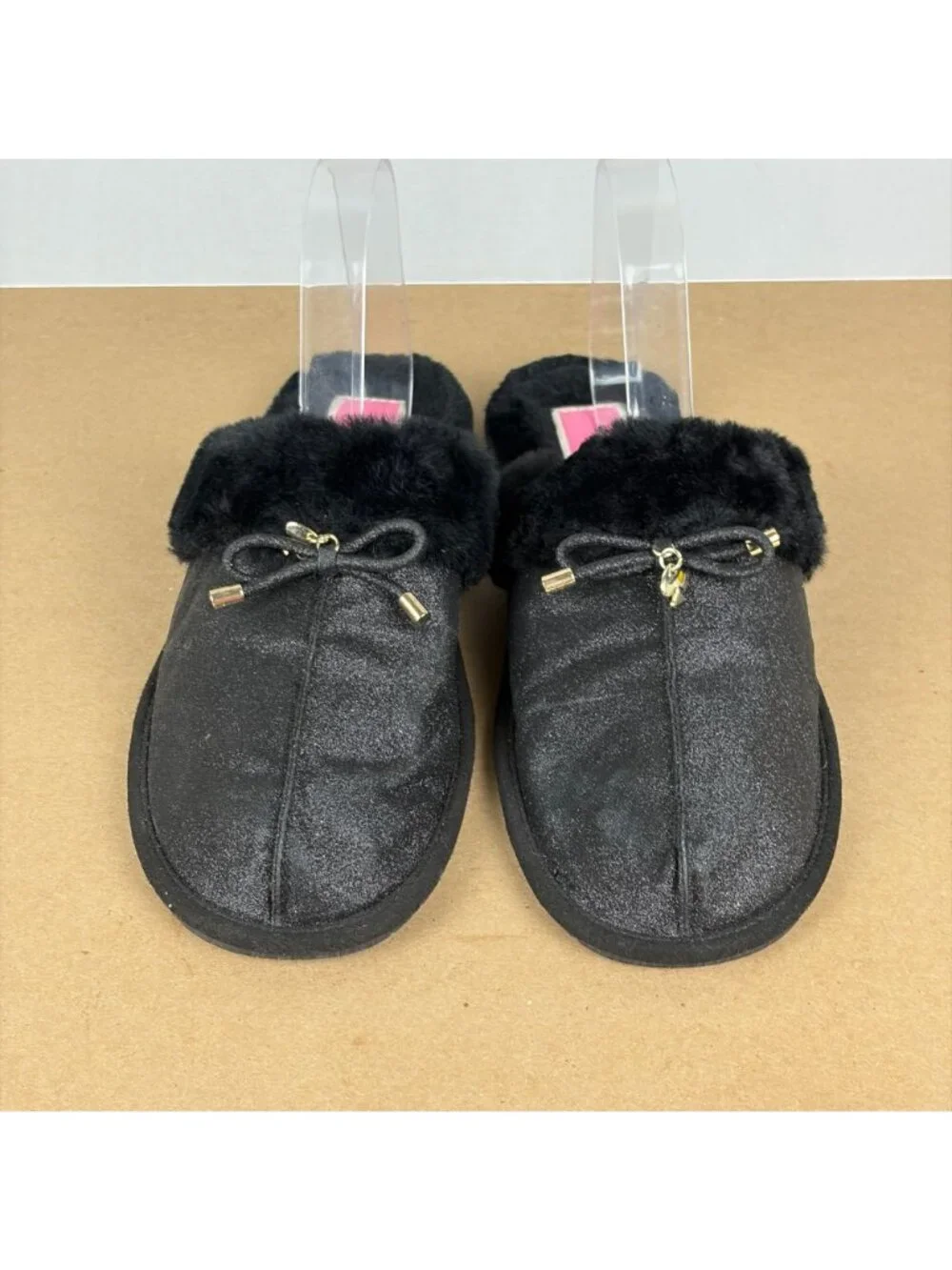 Kate Spade Lacey Slippers Womens 10.5 Black Gold Pink Lined Sparkle